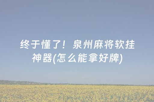 终于懂了！泉州麻将软挂神器(怎么能拿好牌)