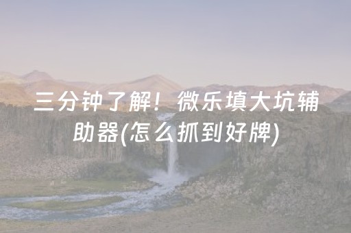 三分钟了解！微乐填大坑辅助器(怎么抓到好牌)