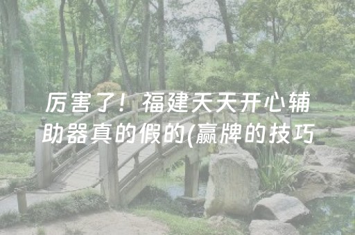 厉害了！福建天天开心辅助器真的假的(赢牌的技巧)