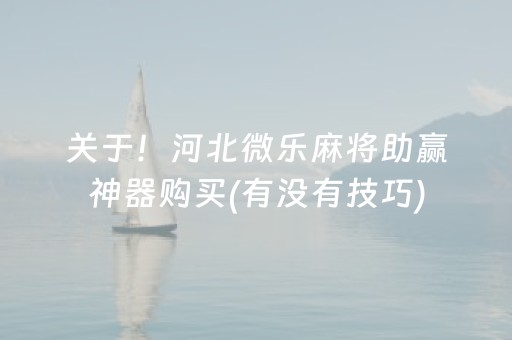关于！河北微乐麻将助赢神器购买(有没有技巧)
