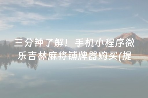 三分钟了解！手机小程序微乐吉林麻将铺牌器购买(提高胜率软件)
