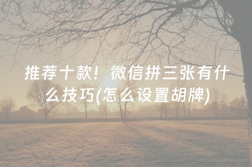 推荐十款！微信拼三张有什么技巧(怎么设置胡牌)