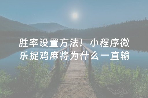 必看教程“胡乐白银麻将胡牌神器（助赢神器通用版）