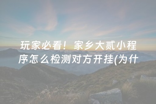 玩家必看！家乡大贰小程序怎么检测对方开挂(为什么老是输呢)