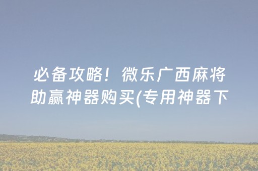 必备攻略！微乐广西麻将助赢神器购买(专用神器下载)