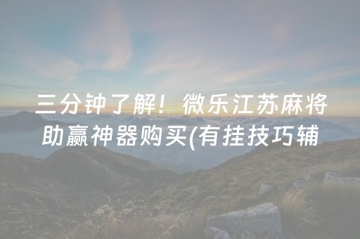 三分钟了解！微乐江苏麻将助赢神器购买(有挂技巧辅助器)