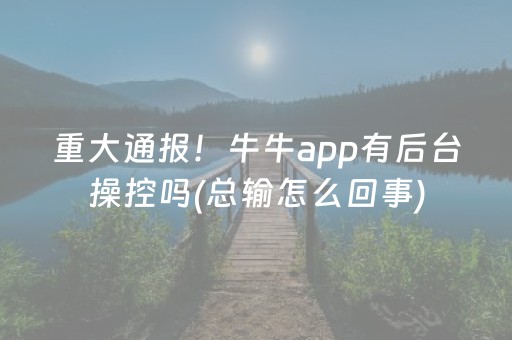 重大通报！牛牛app有后台操控吗(总输怎么回事)