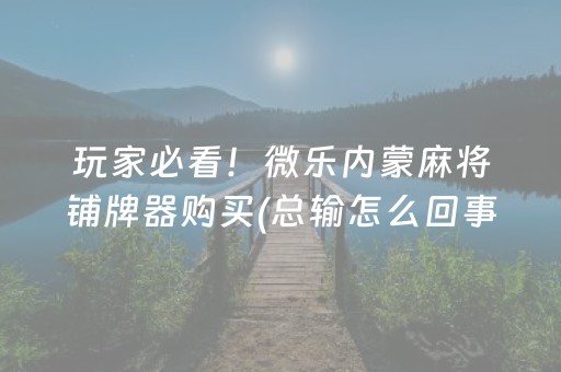 玩家必看！微乐内蒙麻将铺牌器购买(总输怎么回事)