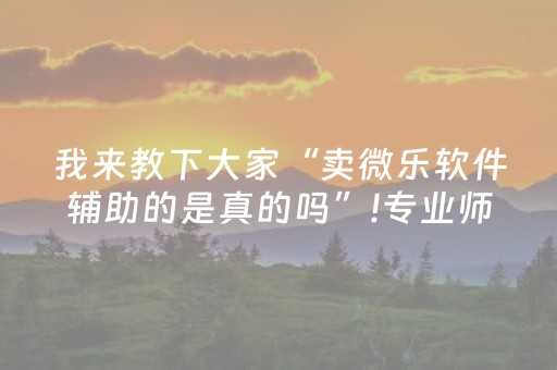 我来教下大家“卖微乐软件辅助的是真的吗”!专业师傅带你一起了解（详细教程）-抖音