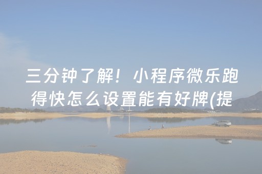 三分钟了解！小程序微乐跑得快怎么设置能有好牌(提高胜率办法)
