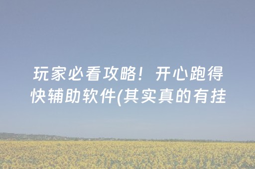 玩家必看攻略！开心跑得快辅助软件(其实真的有挂)