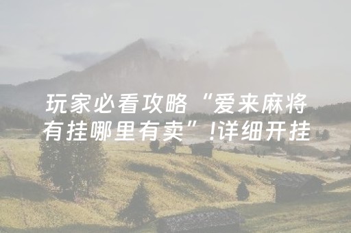 玩家必看攻略“爱来麻将有挂哪里有卖”!详细开挂教程-抖音