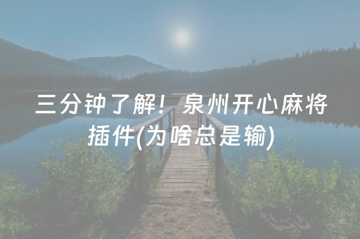 三分钟了解！泉州开心麻将插件(为啥总是输)