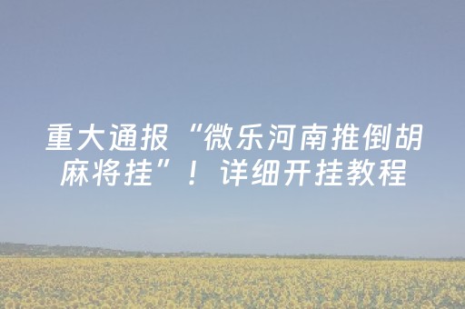 重大通报“微乐河南推倒胡麻将挂”！详细开挂教程（确实真的有挂)-抖音