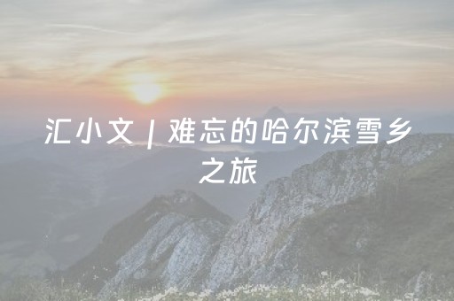 汇小文｜难忘的哈尔滨雪乡之旅