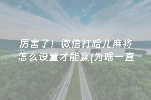 厉害了！微信打哈儿麻将怎么设置才能赢(为啥一直输)
