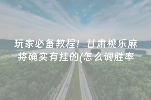 玩家必备教程！甘肃桃乐麻将确实有挂的(怎么调胜率)