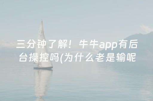 三分钟了解！牛牛app有后台操控吗(为什么老是输呢)