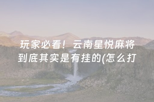玩家必看！云南星悦麻将到底其实是有挂的(怎么打才能赢)