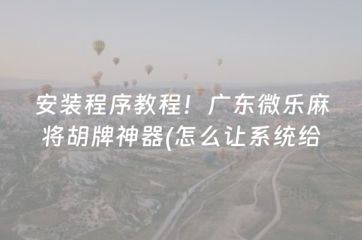 安装程序教程！广东微乐麻将胡牌神器(怎么让系统给好牌)