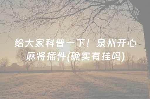 给大家科普一下！泉州开心麻将插件(确实有挂吗)