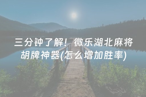 三分钟了解！微乐湖北麻将胡牌神器(怎么增加胜率)