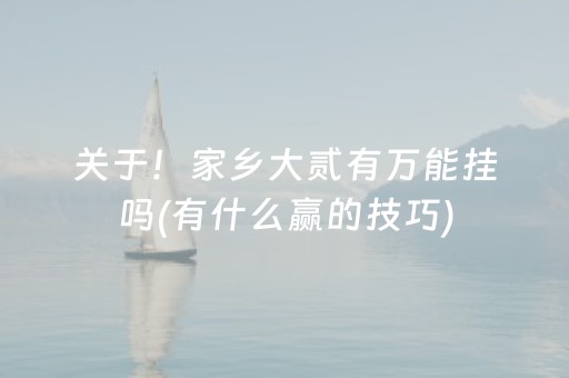 关于！家乡大贰有万能挂吗(有什么赢的技巧)