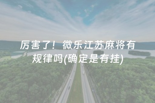 厉害了！微乐江苏麻将有规律吗(确定是有挂)