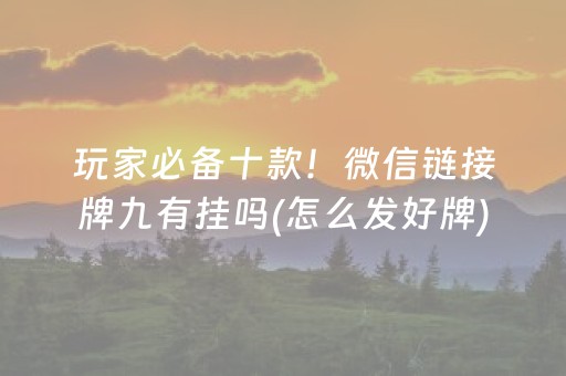 玩家必备十款！微信链接牌九有挂吗(怎么发好牌)