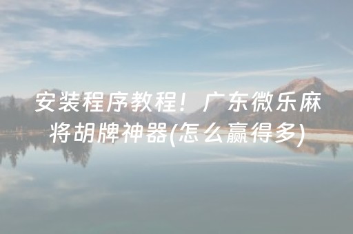安装程序教程！广东微乐麻将胡牌神器(怎么赢得多)