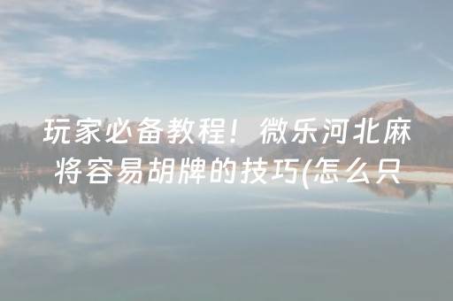 玩家必备教程！微乐河北麻将容易胡牌的技巧(怎么只赢不输)