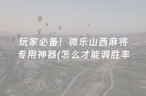 玩家必备！微乐山西麻将专用神器(怎么才能调胜率)