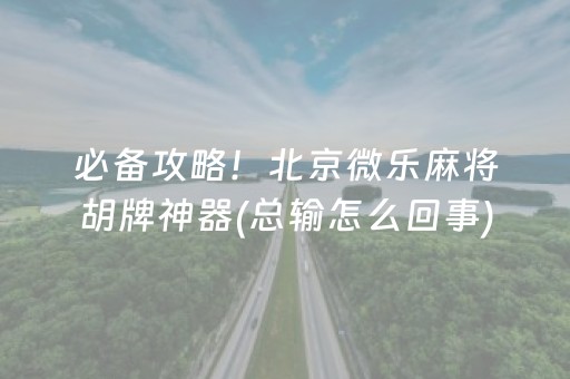 必备攻略！北京微乐麻将胡牌神器(总输怎么回事)