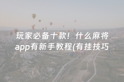 玩家必备十款！什么麻将app有新手教程(有挂技巧辅助器)