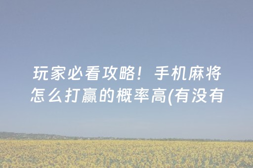 玩家必看攻略！手机麻将怎么打赢的概率高(有没有技巧)