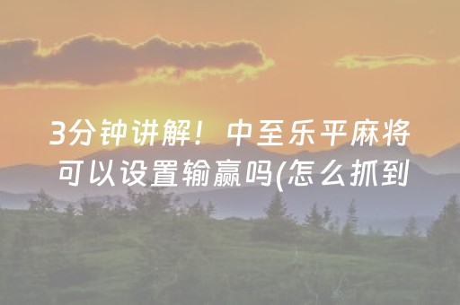 3分钟讲解！中至乐平麻将可以设置输赢吗(怎么抓到好牌)