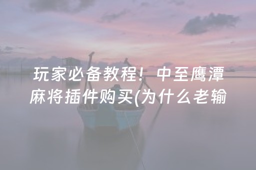 玩家必备教程！中至鹰潭麻将插件购买(为什么老输)
