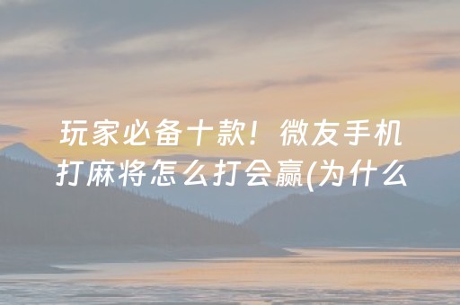玩家必备十款！微友手机打麻将怎么打会赢(为什么老是输)