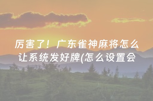 厉害了！广东雀神麻将怎么让系统发好牌(怎么设置会赢)