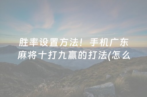 胜率设置方法！手机广东麻将十打九赢的打法(怎么才能调胜率)