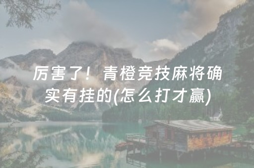 厉害了！青橙竞技麻将确实有挂的(怎么打才赢)