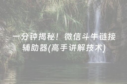 一分钟揭秘！微信斗牛链接辅助器(高手讲解技术)