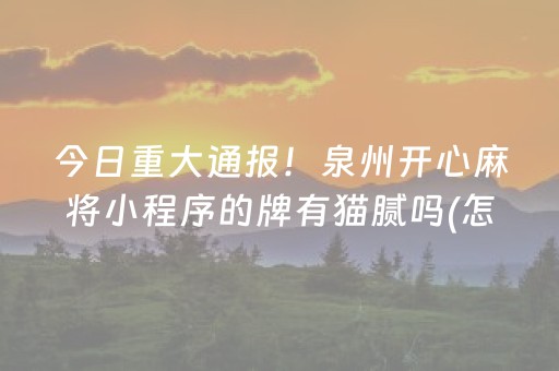 今日重大通报！泉州开心麻将小程序的牌有猫腻吗(怎么打容易赢)