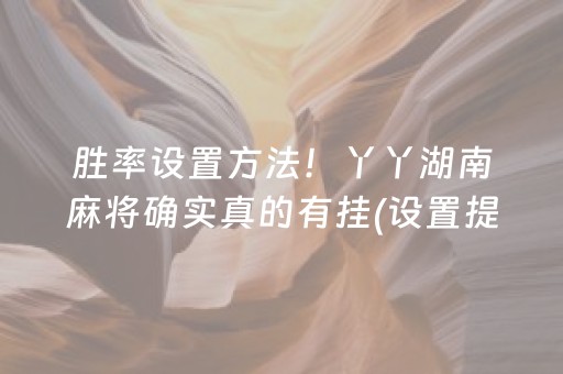 胜率设置方法！丫丫湖南麻将确实真的有挂(设置提高好牌几率)