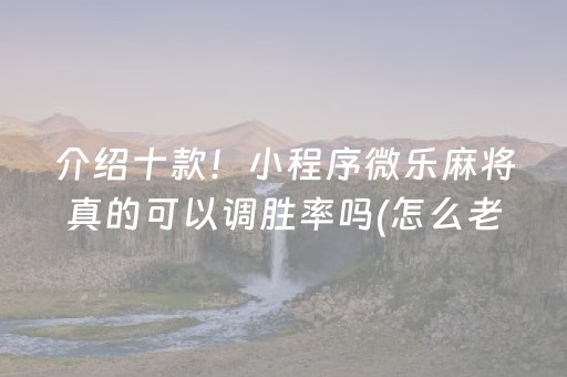 介绍十款！小程序微乐麻将真的可以调胜率吗(怎么老是输)