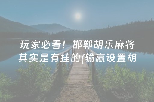 玩家必看！邯郸胡乐麻将其实是有挂的(输赢设置胡牌规律)