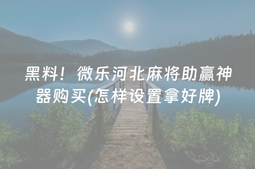 黑料！微乐河北麻将助赢神器购买(怎样设置拿好牌)