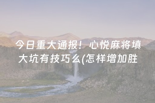 今日重大通报！心悦麻将填大坑有技巧么(怎样增加胜率)
