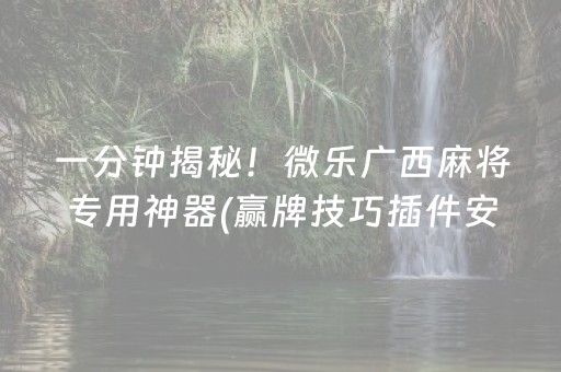 一分钟揭秘！微乐广西麻将专用神器(赢牌技巧插件安装)