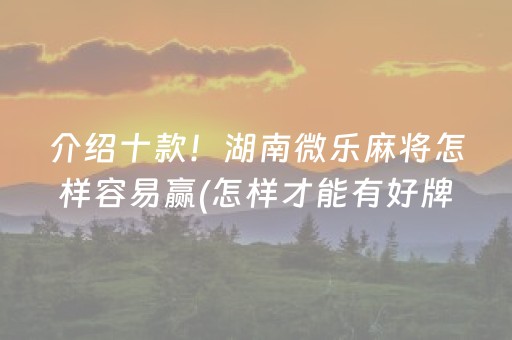 介绍十款！湖南微乐麻将怎样容易赢(怎样才能有好牌)